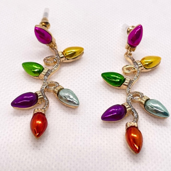 Beautiful Christmas String Lights Earrings! Long Dangling Metallic Lights! New! - Picture 8 of 12